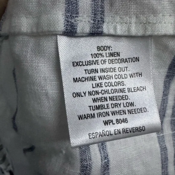 Charter Club Linen Striped Sleeveless Tunic Top with Tassels sz XL - Picture 7 of 9